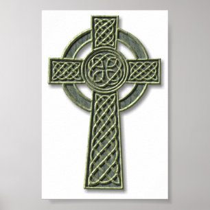 Celtic Cross - Green Stone Poster