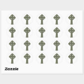 Celtic Cross - Green Stone Ronde Sticker (Vel)