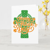 Celtic Cross - Happy St. Patrick's Day Kaart (Gele Bloem)