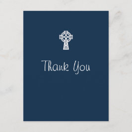 Celtic Cross - Hartelijk dank - Jongen Baptism Blu Bedankkaart