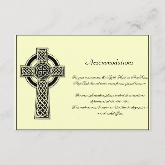 Celtic Cross in Black Mythic Ivory Wedding Insert Informatiekaartje (Voorkant)