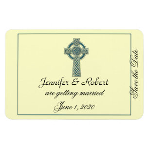 Celtic Cross in Blauwgroen en Ivoor Save the Date Magneet