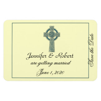Celtic Cross in Blauwgroen en Ivoor Save the Date Magneet