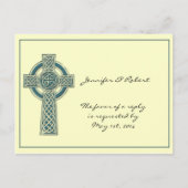 Celtic Cross in Blauwgroen Ivoor RSVP-Briefkaart Uitnodiging Briefkaart (Voorkant)