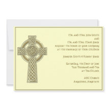 Celtic Cross in Gold Ivory Wedding Invitation