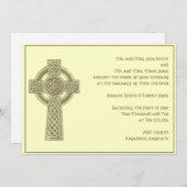 Celtic Cross in Gold Ivory Wedding Invitation Kaart (Voorkant / Achterkant)