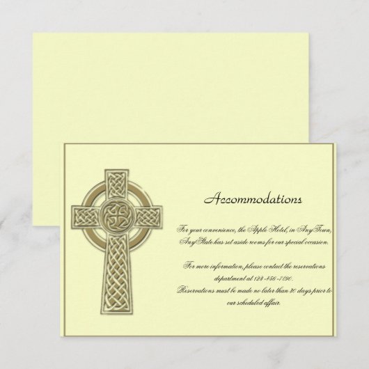 Celtic Cross in Gold Mythic Ivory Wedding Insert Informatiekaartje (Voorkant / Achterkant)