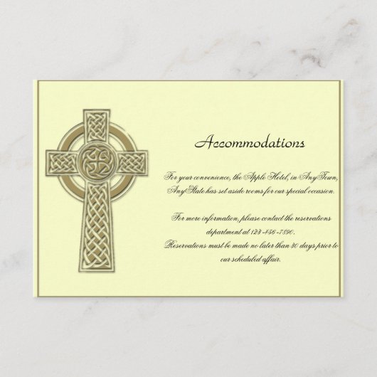 Celtic Cross in Gold Mythic Ivory Wedding Insert Informatiekaartje (Voorkant)