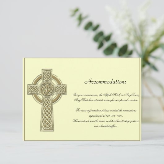 Celtic Cross in Gold Mythic Ivory Wedding Insert Informatiekaartje (Staand voorkant)