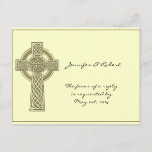 Celtic Cross in Goud Ivoor RSVP Briefkaart