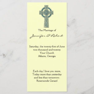 Celtic Cross in het Blauwgroen en ivoren huwelijks Programmakaart
