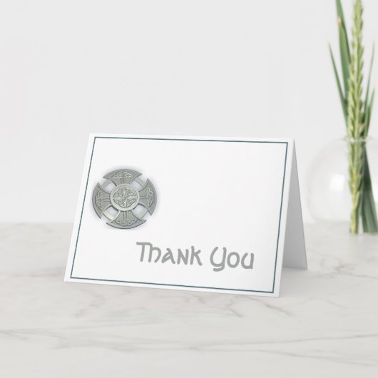 Celtic Cross in Silver en White Hartelijk dank Bedankkaart (Voorkant)