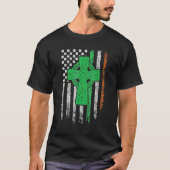 Celtic Cross Irish American Flag St Patrick's Day  T-shirt (Voorkant)