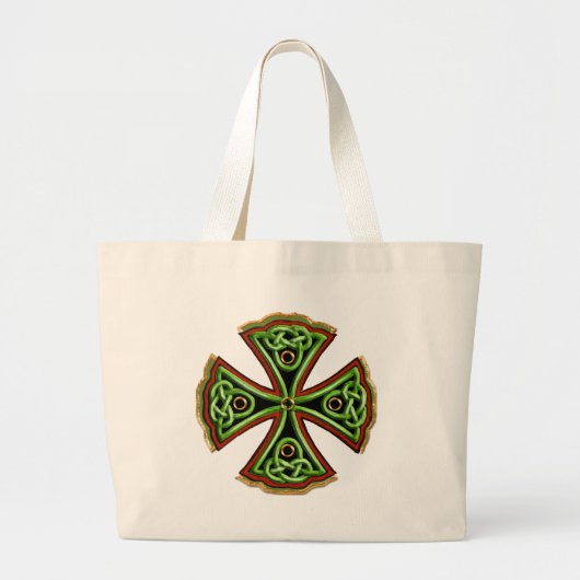 Celtic Cross Irish Art History Collectie Grote Tote Bag (Voorkant)