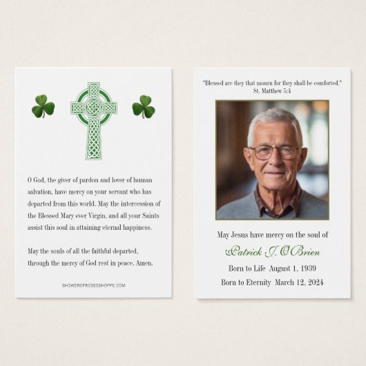 Celtic Cross Irish Funeral Memorial Prayer Kaarten Visitekaartje (Voorkant /achterkant)