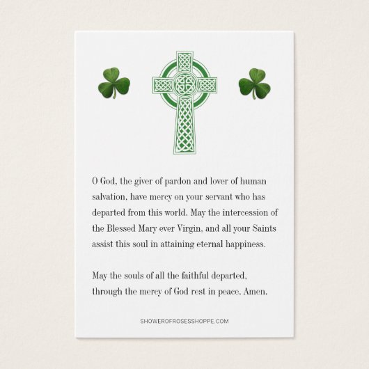 Celtic Cross Irish Funeral Memorial Prayer Kaarten Visitekaartje (Voorkant)