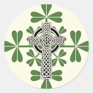 Celtic Cross Irish Shamrocks St. Patricks Day Ronde Sticker