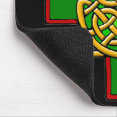 Celtic Cross Knotwork in Green and Red Mousepad Muismat (Hoek)