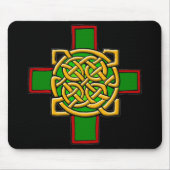 Celtic Cross Knotwork in Green and Red Mousepad Muismat (Voorkant)