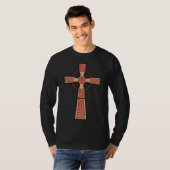 Celtic Cross Mannen Long Hoeve Shirt (Voorkant volledig)
