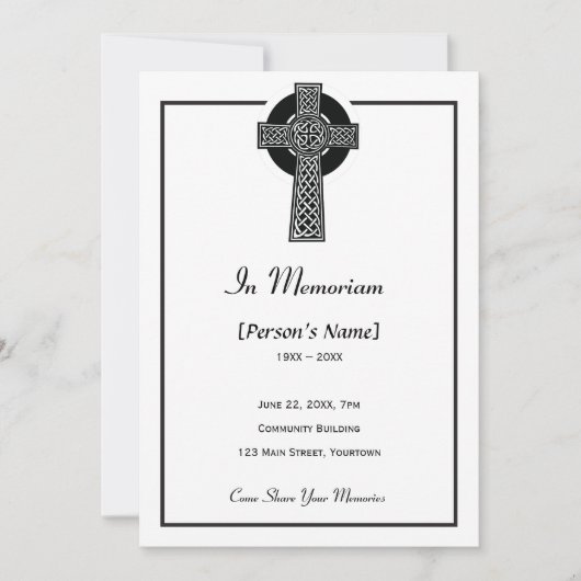 Celtic Cross Memorial Invitation Kaart (Voorkant)
