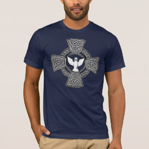 Celtic Cross met Dove in Midden zwart-wit T-shirt