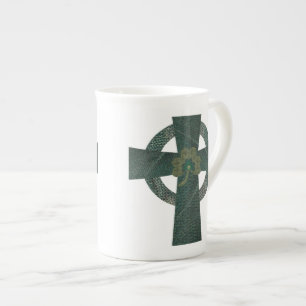 Celtic Cross met Shamrock Porselein Kop