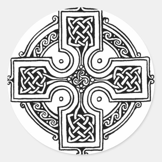 Celtic cross pattern ronde sticker (Voorkant)