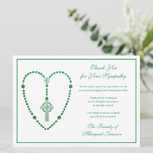 Celtic Cross Rosary Funeral Sympathie Bedankkaart