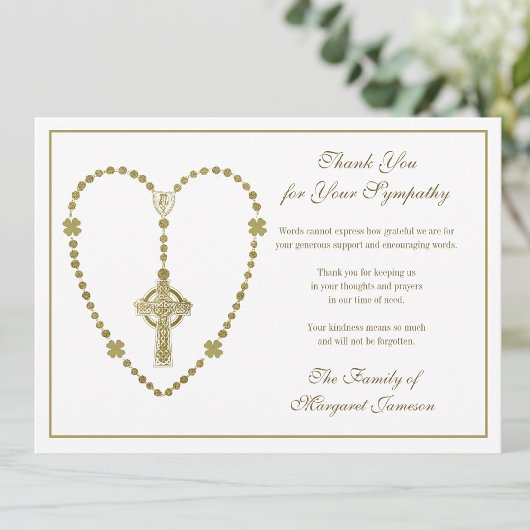 Celtic Cross Rosary Funeral Sympathie Bedankkaart