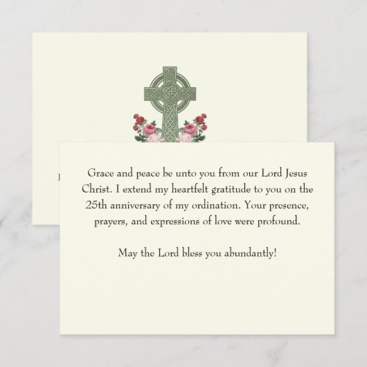 Celtic Cross Rozen dank u RSVP Kaartje (Voorkant / Achterkant)