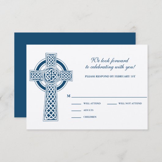 Celtic Cross RSVP-kaart Kaart (Voorkant / Achterkant)