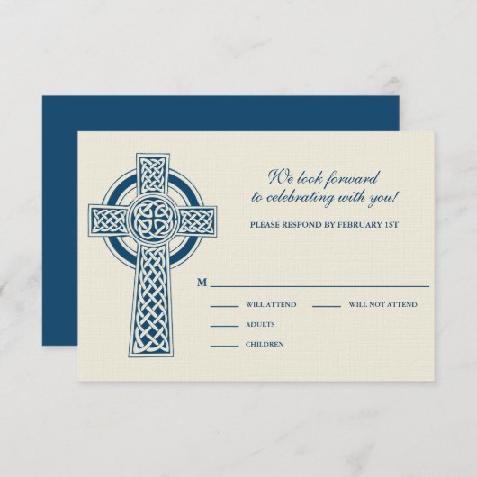 Celtic Cross RSVP-kaart RSVP Kaartje (Voorkant / Achterkant)