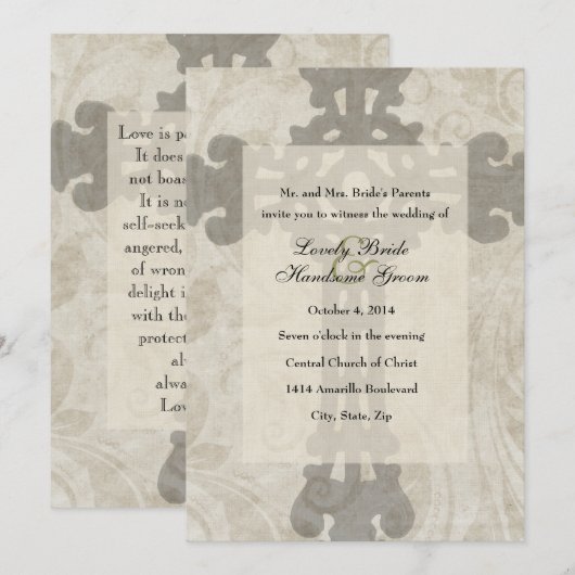 Celtic Cross Scripting Love Wedding Invitation Kaart (Voorkant / Achterkant)