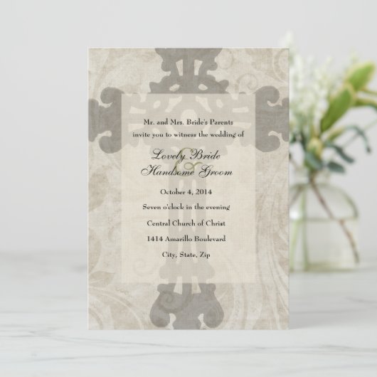 Celtic Cross Scripting Love Wedding Invitation Kaart (Staand voorkant)