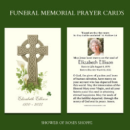 Celtic Cross Shamrocks Funeral Memorial Prayer Visitekaartje