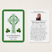 Celtic Cross Shamrocks Funeral Memorial Prayer Visitekaartje (Voorkant /achterkant)
