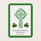 Celtic Cross Shamrocks Funeral Memorial Prayer Visitekaartje (Voorkant)