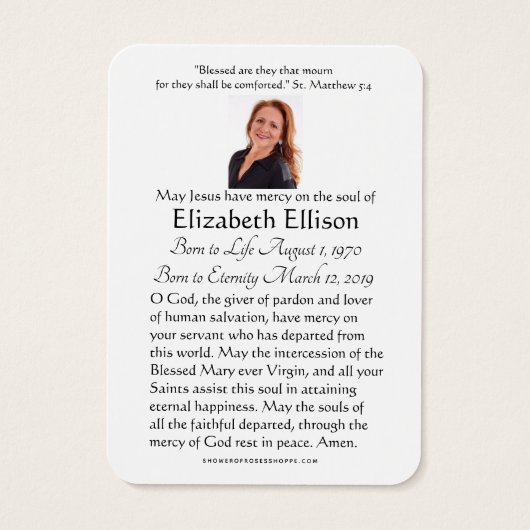 Celtic Cross Shamrocks Funeral Memorial Prayer Visitekaartje (Achterkant)