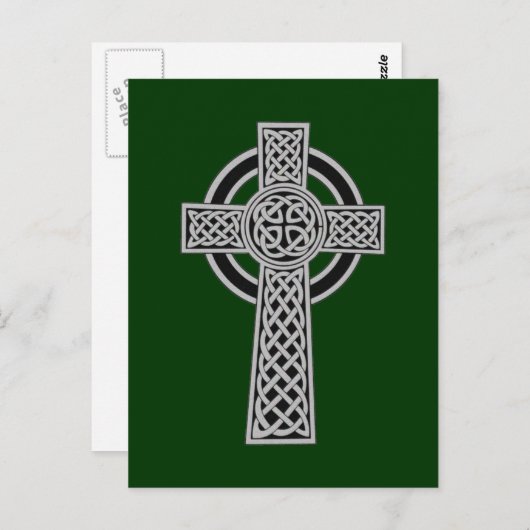 Celtic Cross - Silver Briefkaart (Voorkant / Achterkant)