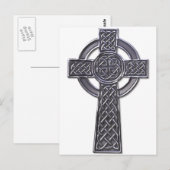 Celtic Cross - Silver Briefkaart (Voorkant / Achterkant)