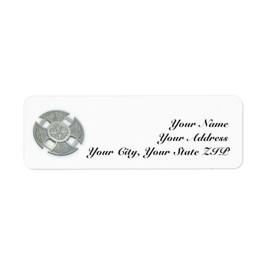 Celtic Cross Silver en White Return Adres Label (Voorkant)