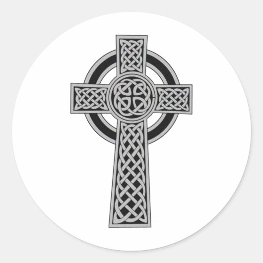Celtic Cross - Silver Ronde Sticker (Voorkant)