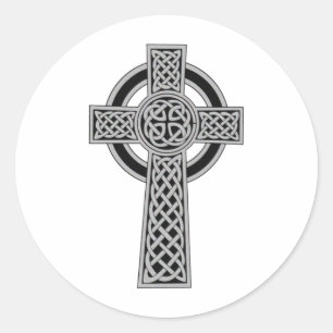 Celtic Cross - Silver Ronde Sticker