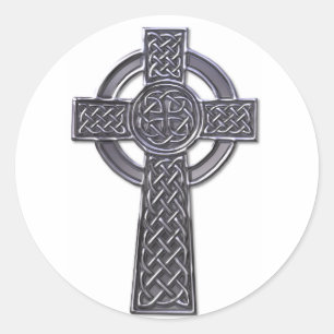 Celtic Cross - Silver Ronde Sticker