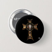 Celtic Cross & Skull (Gold) Ronde Button 5,7 Cm (Voorkant /achterkant)