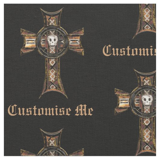 Celtic Cross & Skull (Gold) Stof (Close Up)