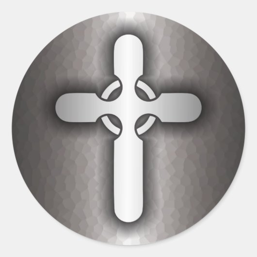 Celtic Cross (staal) Ronde Sticker (Voorkant)