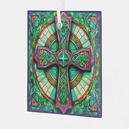 Celtic Cross Style Suncatcher Glas in lood Design Glas Ornament (Voorkant links)