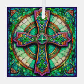 Celtic Cross Style Suncatcher Glas in lood Design Ornament (Achterkant)